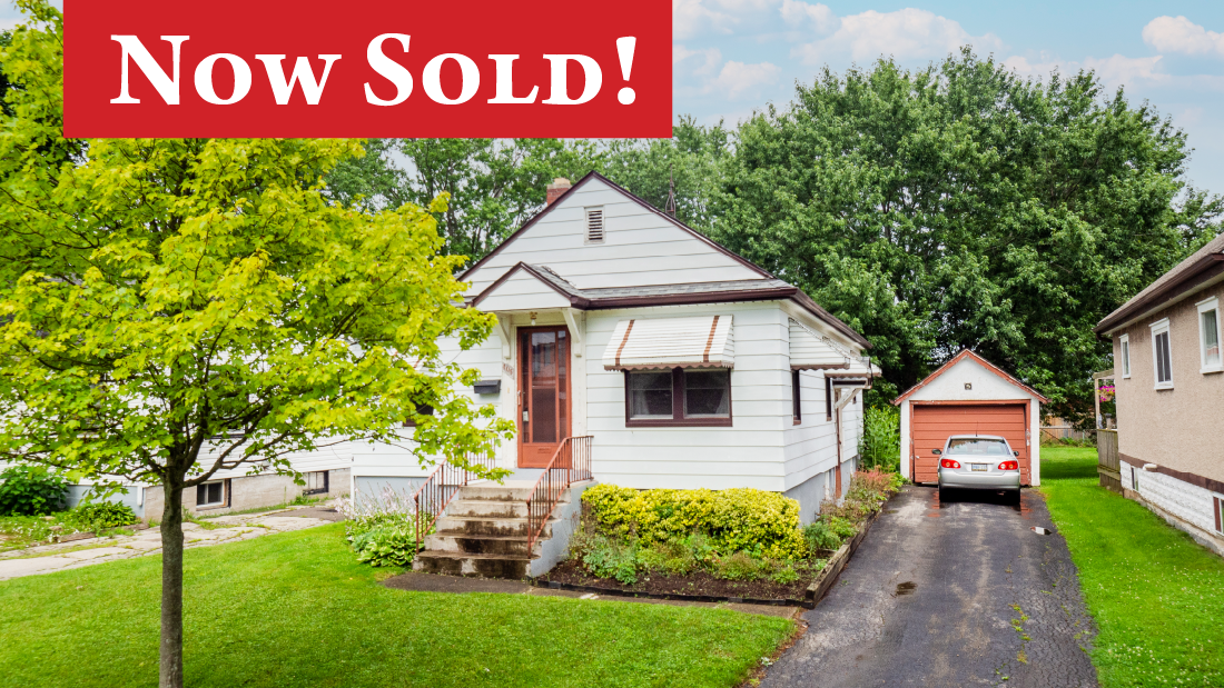 Now Sold banner on bungalow at 405 Catharine St Port Colborne
